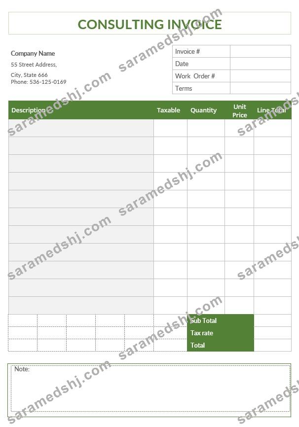 Blank Consulting Invoice Template
